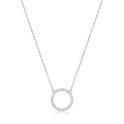Silver Rhodium Cz Set Cercle Of Life Pendant 