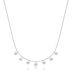 Silver Rhodium Plated Cz Necklet 