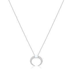 Silver Ladies' Fine Cz Horn Necklet 