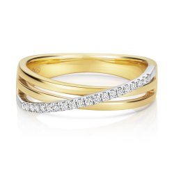 Diamond Crossover Ring In 9ct Gold 