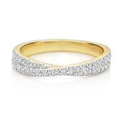 Diamond Crossover Ring In 9ct Gold 