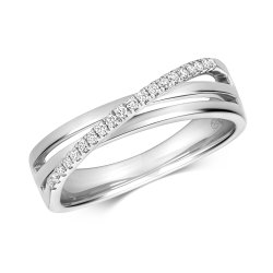 Diamond Crossover Ring In 9ct White Gold 