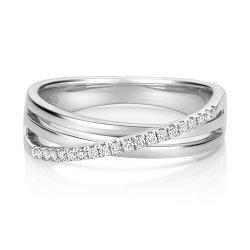Diamond Crossover Ring In 9ct White Gold 
