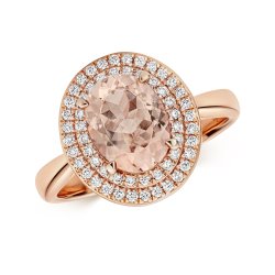 Diamond And Morganite Ring In 9ct Rose Gold 