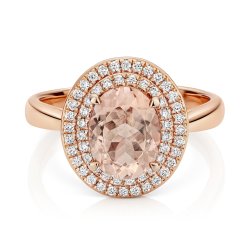 Diamond And Morganite Ring In 9ct Rose Gold 