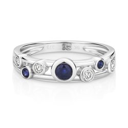 Diamond And Sapphire Ring In 9ct White Gold 