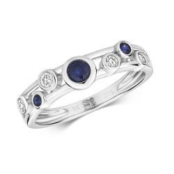 Diamond And Sapphire Ring In 9ct White Gold 