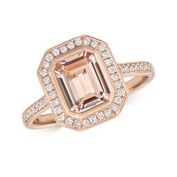 Diamond And Morganite Ring In 9ct Rose Gold 