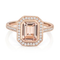 Diamond And Morganite Ring In 9ct Rose Gold 