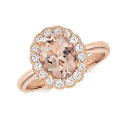 Diamond And Morganite Ring In 9ct Rose Gold 