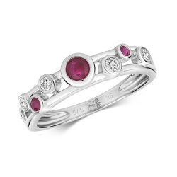 Diamond And Ruby Ring In 9ct White Gold 