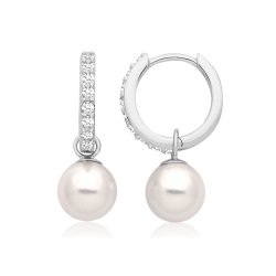 Silver & Co Pearl Drop Cz Hoop SEG0124