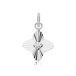 Silver Rhodium Cz Set Diamond Cut Pendent 