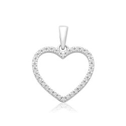 Silver Rhodium Cz Set Heart Pendent 