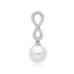 Silver Rhodium Infinity Pearl Pendent 