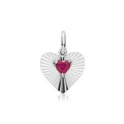 Silver Rhodium Cz Set D/cut Heart Pendent 