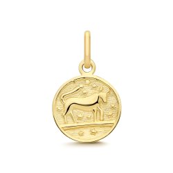 9ct Yellow Gold Taurus Zodiac Coin Pendant 