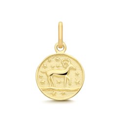 9ct Yellow Gold Aries Zodiac Coin Pendant 