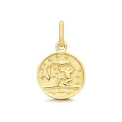 9ct Yellow Gold Aquarius Zodiac Coin Pendant 
