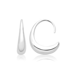 Silver Rhodium Dome Hook On Earrings 