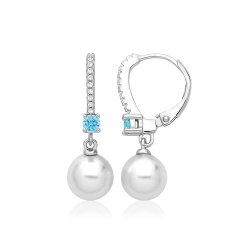 Silver Rhodium Pearl Drop Earrings 