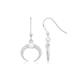 Silver Cz Horn Drop Earrings 