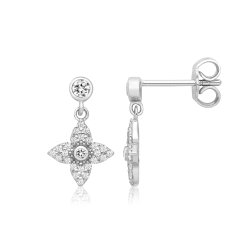 Silver Cz Drop Earrings 