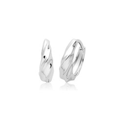 Silver Rhodium Twisted Dome Earrings 