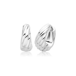 Silver Rhodium Twist Dome Earrings 