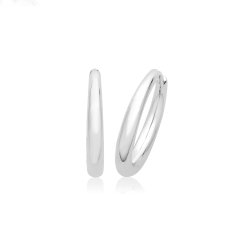 Silver Rhodium Hinged Hoop Earrings 