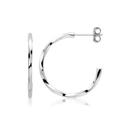 Silver Rhodium Twisted Hoop Earrings 