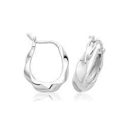 Silver Rhodium Twist Dome Earrings 