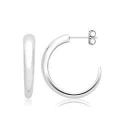 Silver Rhodium Dome Stud Earrings 