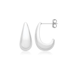 Silver Rhodium Dome Stud Earrings 