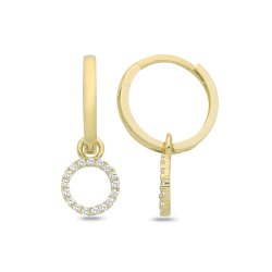9ct Yel Gold Cz Circle Drop Huggies 