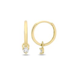 9ct Yel Gold Huggies With Removable Cz Charm 