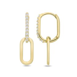 9ct Yel Gold Paperclip Link Drop Huggies 