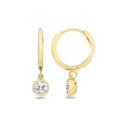 9ct Yel Gold Cz Drop Huggies 