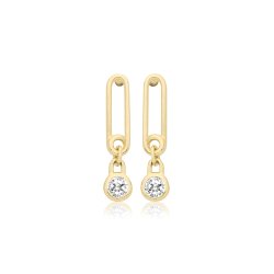 9ct Yel Gold Cz Safety Pin Studs 