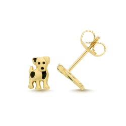 9ct Yellow Gold Puppy Studs 