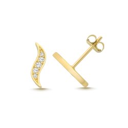 9ct Yel Gold Cz Wave Studs 
