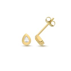 9ct Yel Gold Cz Pear Studs 
