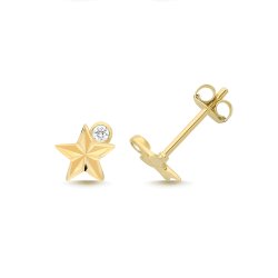 9ct Yel Gold Cz Star Studs 