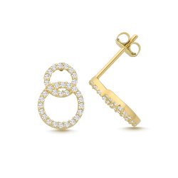9ct Yel Gold Cz Circle Link Studs 