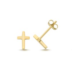 9ct Yel Gold Cross Studs 
