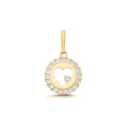 9ct Yel Gold Cz Heart Charm 