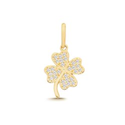 9ct Yel Gold Cz Clover Leaf Charm 