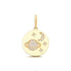 9ct Yel Gold Saturn Moon & Star Charm 