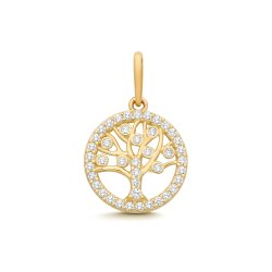 9ct Yel Gold Cz Tree Of Life Charm 