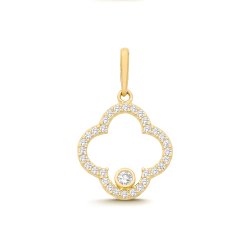 9ct Yel Gold Cz Clover Leaf Charm 